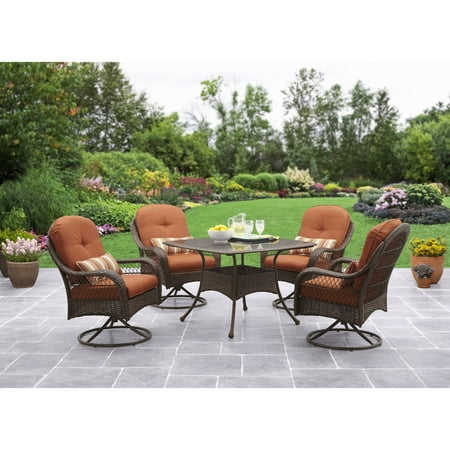 Better Homes and Gardens Azalea Ridge Patio Dining Set, Outdoor Wicker Cushioned 5 Piece