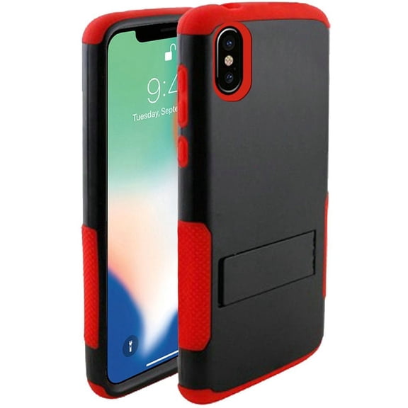 GSA Snap-On Hybrid Kickstand Case For iPhone XS Max (6.5") - Black/Red