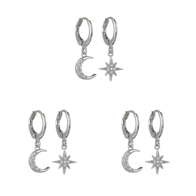 Minnieouse 1 par de pendientes de luna y estrella, joyería exquisita Irregular brillante para niña, accesorio de moda para decoración de orejas para Type4 NO4 Minnieouse CBP207460