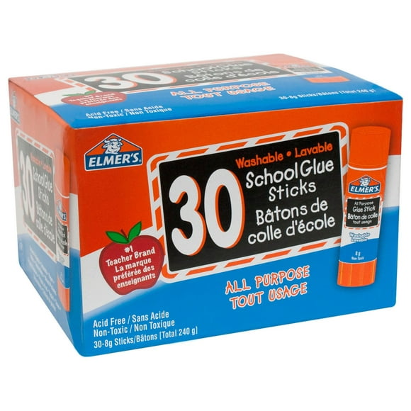 Bâtons de colle d’école Elmer’s, tout usage, lavables, non toxiques, 8 g 30 unités