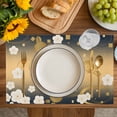 thumbnail image 4 of Yellow Flower Placemats Set of 6, Japanese Style Floral Leaf Textured Placemats for Dining Table, Place Mats for Kitchen Tabletop, Waterproof Wipeable Dining Table Mats Set, 4 of 9