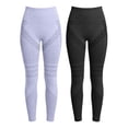 thumbnail image 3 of felwors 2 Pack High Waist Compression Leggings Women Seamless Solid Yoga Pants Workout Fitness Light Purple for Size L, 3 of 3