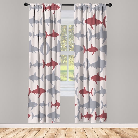 Ambesonne Sea Animals Curtains, Aquatic Animal Maritime, Pair of 28"x63", Pale Maroon