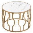 thumbnail image 5 of Mesa de centro, mesa de salón con estructura de acero dorado, mesa de sofá, mesa redonda, mesa auxiliar de salón, diseño de mármol blanco 70*46,5 cm esquí esquí Gafas de esquí, 5 of 5