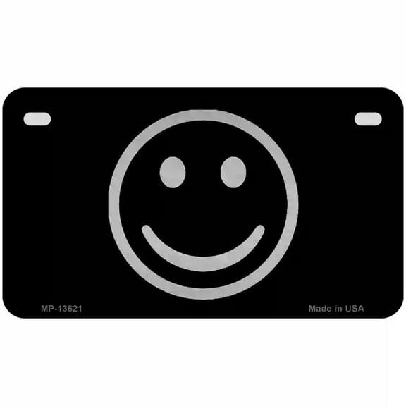 Smiley Black Novelty Metal License Plate Tag 7" x 4" Motorcycle (MP)