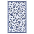 thumbnail image 2 of Reversible Outdoor Rug Waterproof, Vintage Plastic Straw Carpet with Portable Bag, UV Resistant Lightweight Patio Mat for Backyard Beach RV Deck, Navy Blue+White, 2 of 13