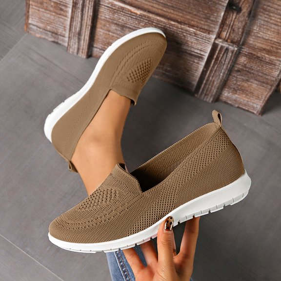 Domzle Orthopedic Women's Breathable Mesh Walking Sneakers, with Arch Support, Casual Sports Shoes Camel Wide 9.5