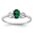 thumbnail image 1 of 925 Sterling Silver Created Emerald Ring Birthstone May Gemstone, 1 of 6