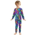 thumbnail image 6 of FORMRS Long Sleeve Top and Pants Pajama Set for Niños 2-Piece Sleepwear, Sizes 18M-8Y, Vibrant Stained Glass Pattern, 6 of 6