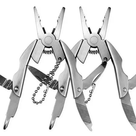 STONEGO 1PC Portable Folding Stainless Steel Multitool – Pliers Keychain Screwdriver Mini Outdoor Tool