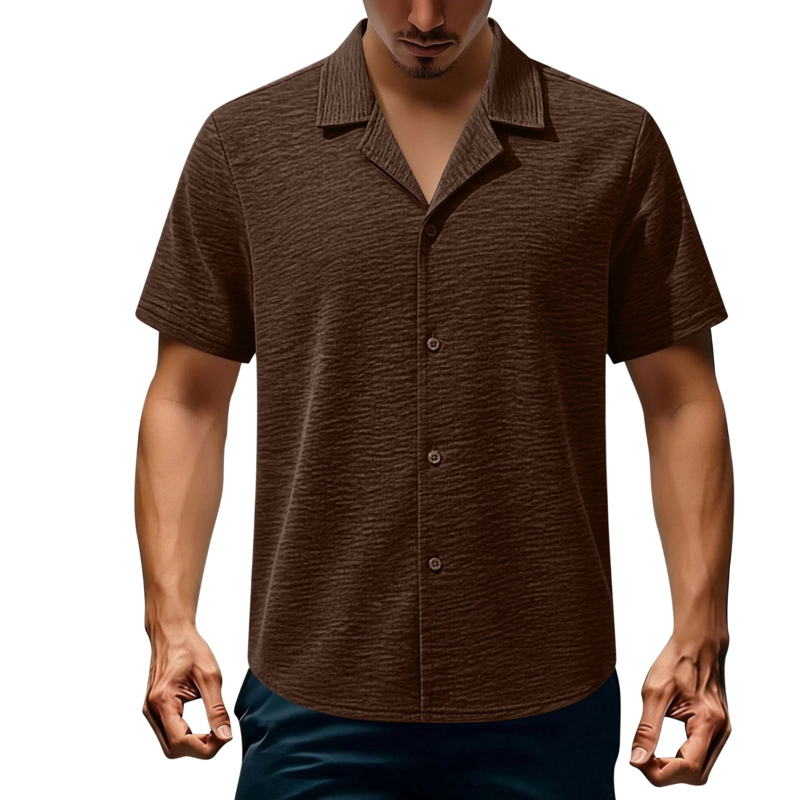 LVHAOGJOB Mens Shirts 100% Cotton Button Down Blouse Summer