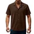 thumbnail image 7 of Wlynlyn Mens Button down Shirts Casual Short Sleeve Textured Summer Vacation Beach Shirts Solid Color Dress Blouses, 7 of 7