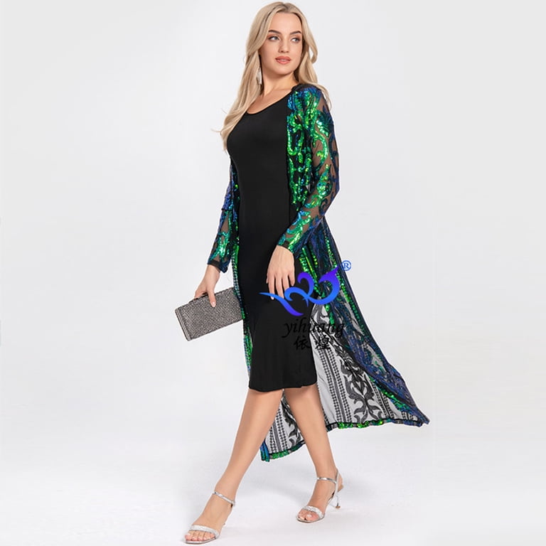 slim fit dress slacks Brianna Milay Embroidered Sequin Jacket Dress – New Yorker's Apparel main image 1