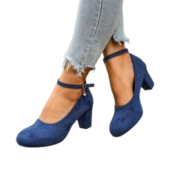 Willtoo Mary Jane Heels for Women Platform High Heels Shoes Dress Round Toe Faux Suede Pumps Pair with Dress Party