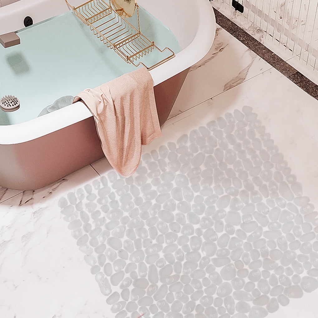 Bathroom Floor Mat Pebble Design Non-slip Square Carpet Bathing carpet; bathroom Shower Bathtub PVC Pad, Transparent