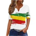thumbnail image 1 of Blusas de Verano de las Mujeres Casual Gradiente Manga Corta V-Cuello Superior, Ligera Imitación de Tela de Estante para la Primavera Y el Verano Diario Y de Fiesta, 1 of 5