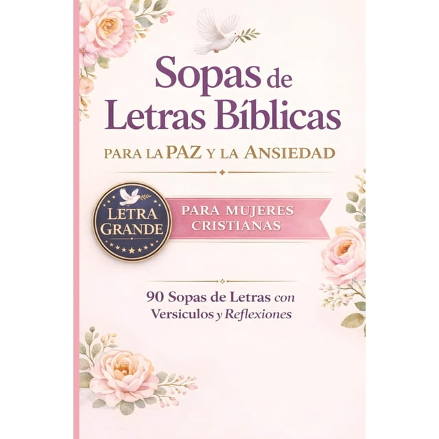 Sopa de letras bíblica para la ansiedad y la paz, letra grande