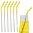 thumbnail image 2 of Set Of 6 Stainless Steel Reusable Metal Straws With Silicone Flex Tips Elbows Cover, Metal Drinking Straws, 2 of 5