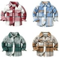 thumbnail image 5 of Baby Boys Kids Long Sleeve Button Down Plaid Shirts Fall Winter Flannel Shacket Jackets Tartan Tops, 5 of 6