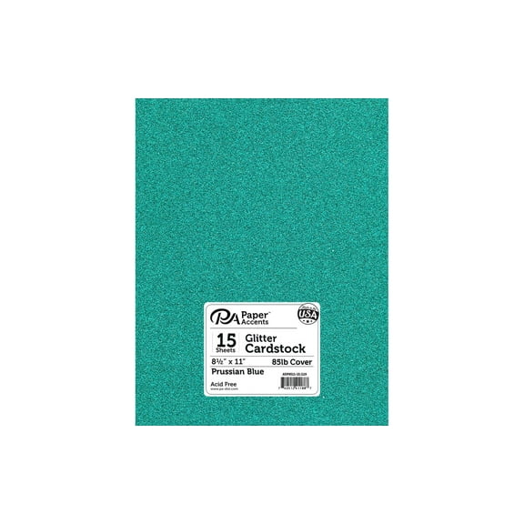 Paper Accents Glitter Cardstock 8.5"x 11" 85lb 15pc Prussian Blue