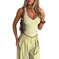thumbnail image 1 of Women'S Spaghetti Strap V-Neck Ribbed Tank Tops for Women Slim Fitted Camisole Basic Shirts Light Green S, 1 of 7