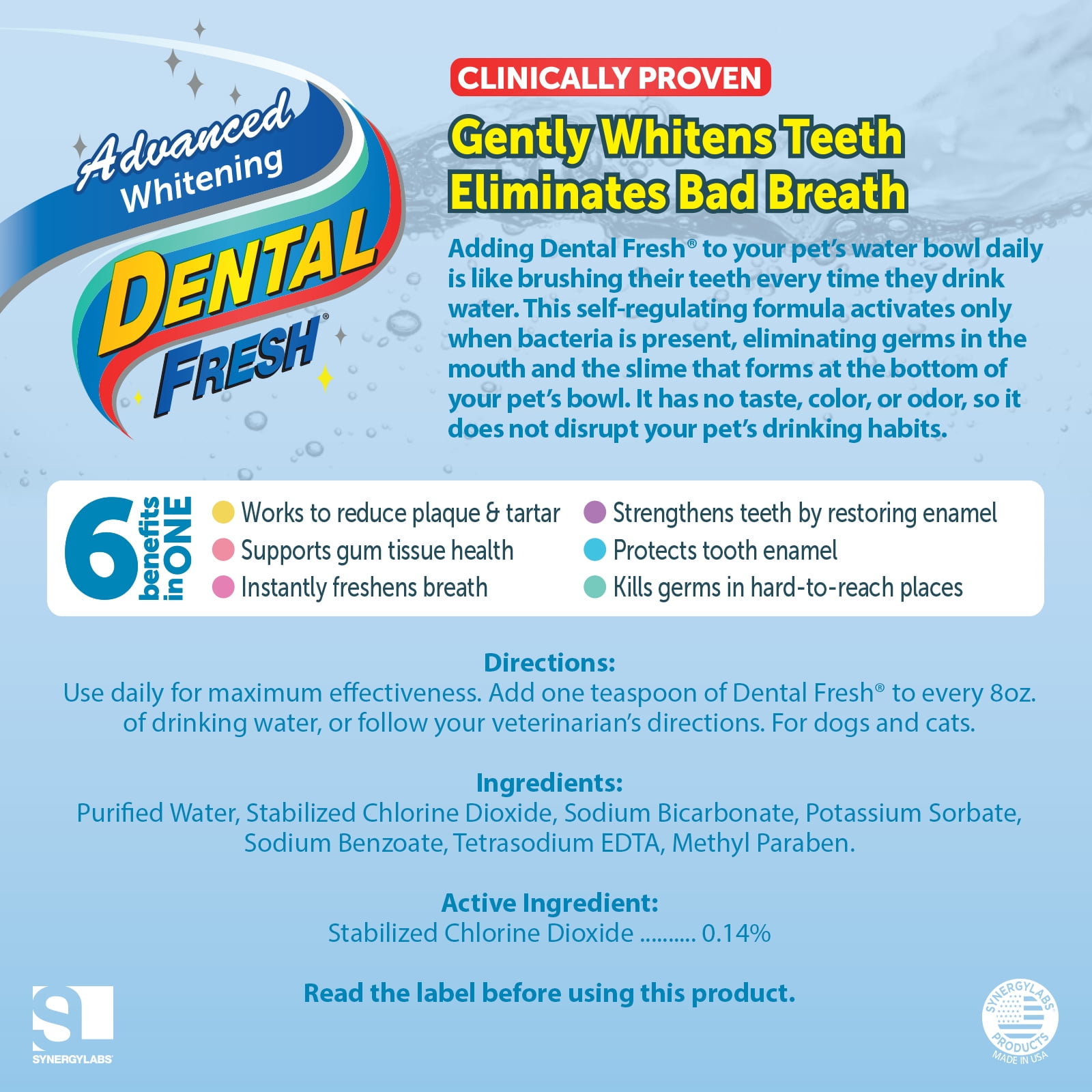 Dental Fresh Advanced Whitening Water Additive for Dogs, 17 oz - Teeth Cleaning & Bad Breath