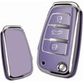 thumbnail image 3 of Key Fob Cover Compatible with Fit for Audi Q3 Q7 R8 A6L TT, Sliver-Edge, 3 Button, Flip Key Fob, Keyless, Key Case, Leather Keychain, Keychain Case Holder Protector,Light Purple-b, 3 of 6