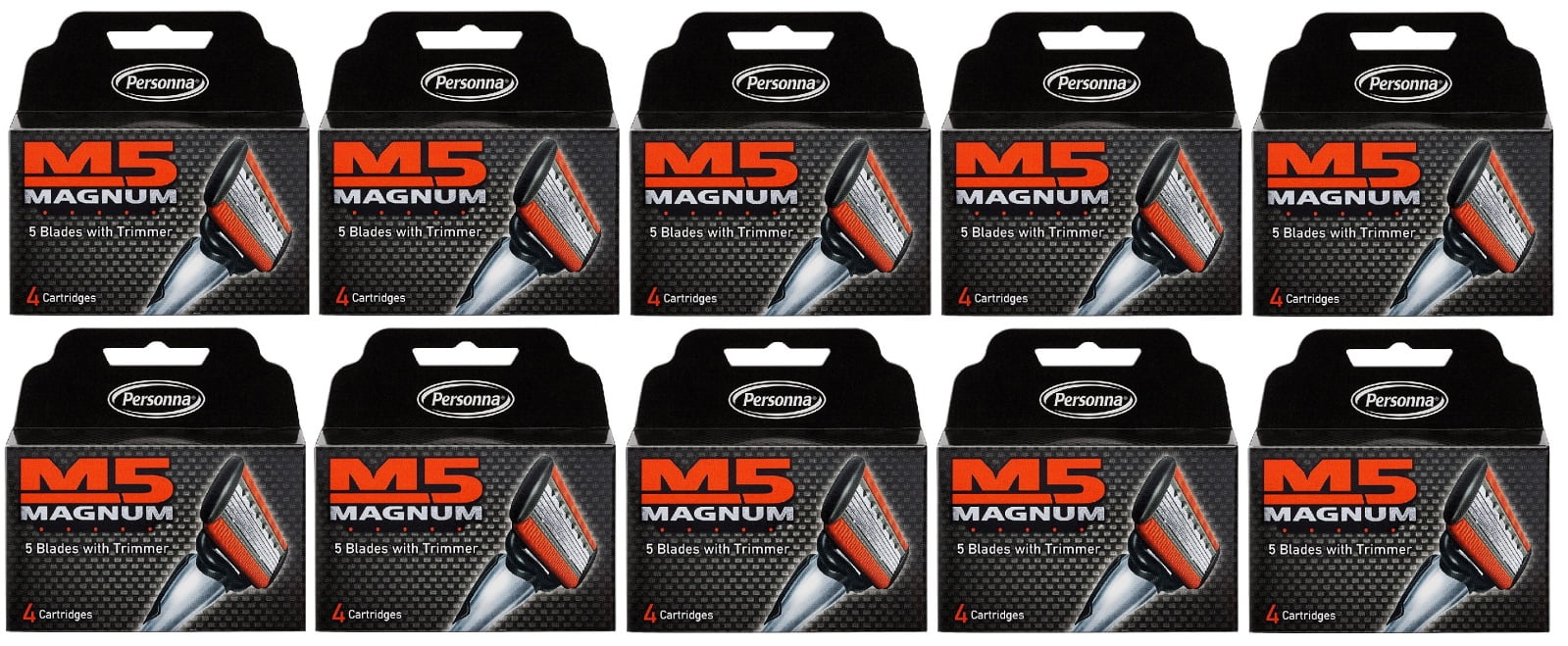 Personna M5 Magnum 5 Refill Razor Blade Cartridges, 4 ct. (Pack of 10) + Makeup Blender Stick, 12 Pcs
