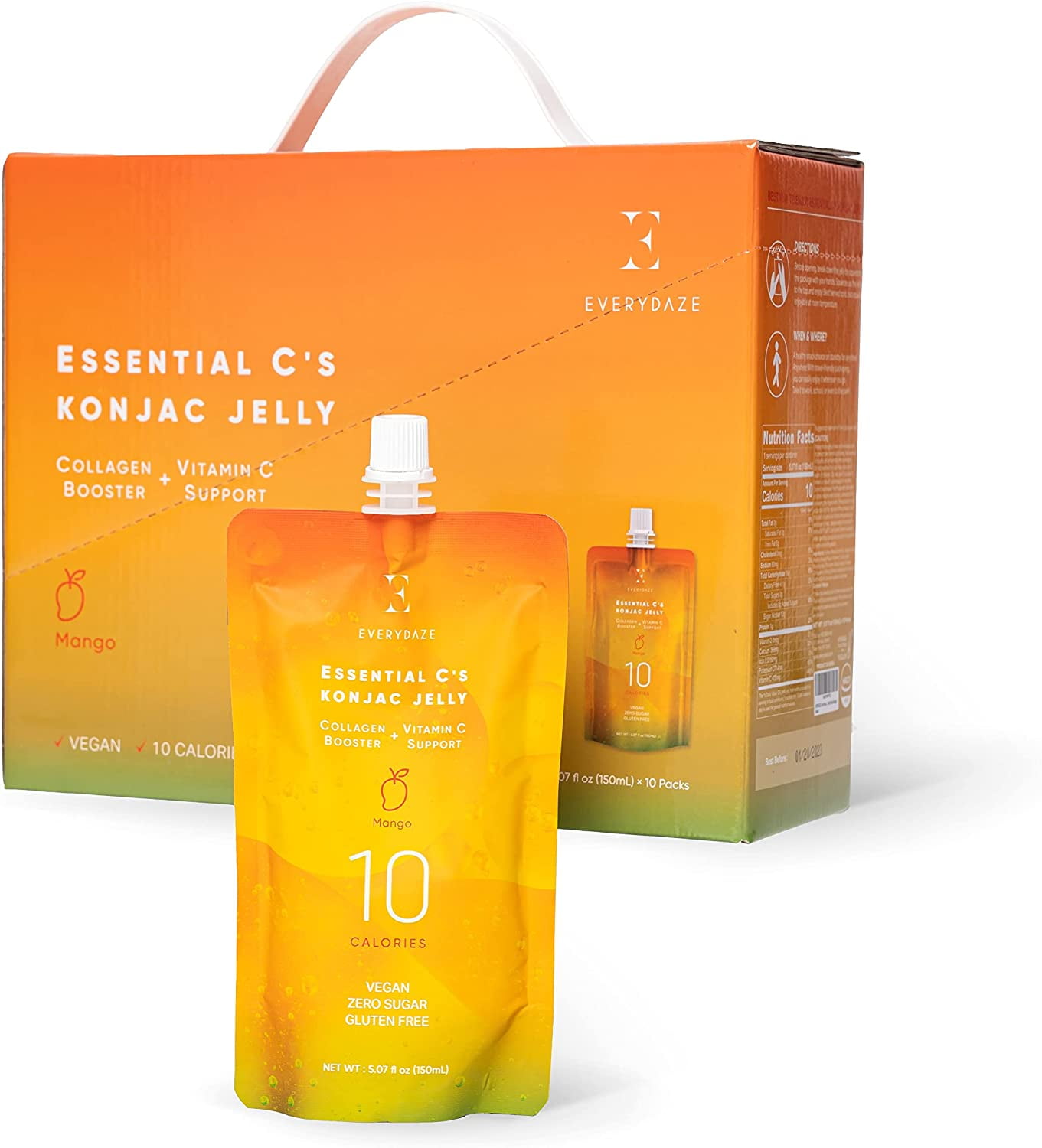 EVERYDAZE Essential C’s Collagen + Vitamin C Konjac Jelly Vegan, 10