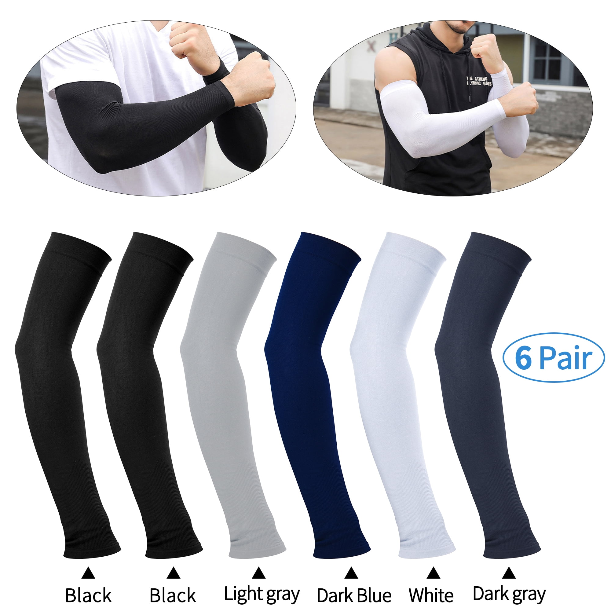12 Pcs Cooling Arm Sleeves Cover for Women & Men UV Sun Protection, 50 Compression long Sleeves to Cover Arms for Biking, Gardening, Driving, Fishing, Golf, Hiking