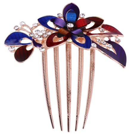 

Flower Bride Hair Comb Delicate Headwear Headdress Wedding Dress Accessories Party Hair Ornament for Female Women (Colorful)