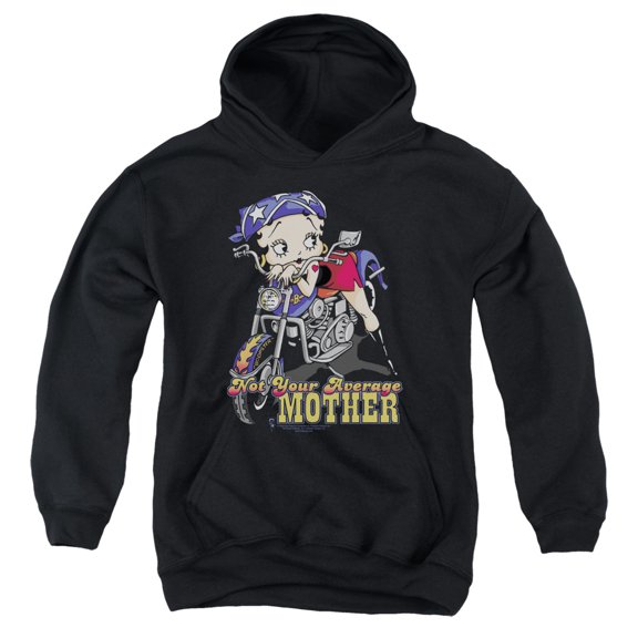 Betty Boop Not Your Average Mother Youth Pullover Hoodie Sweatshirt Black