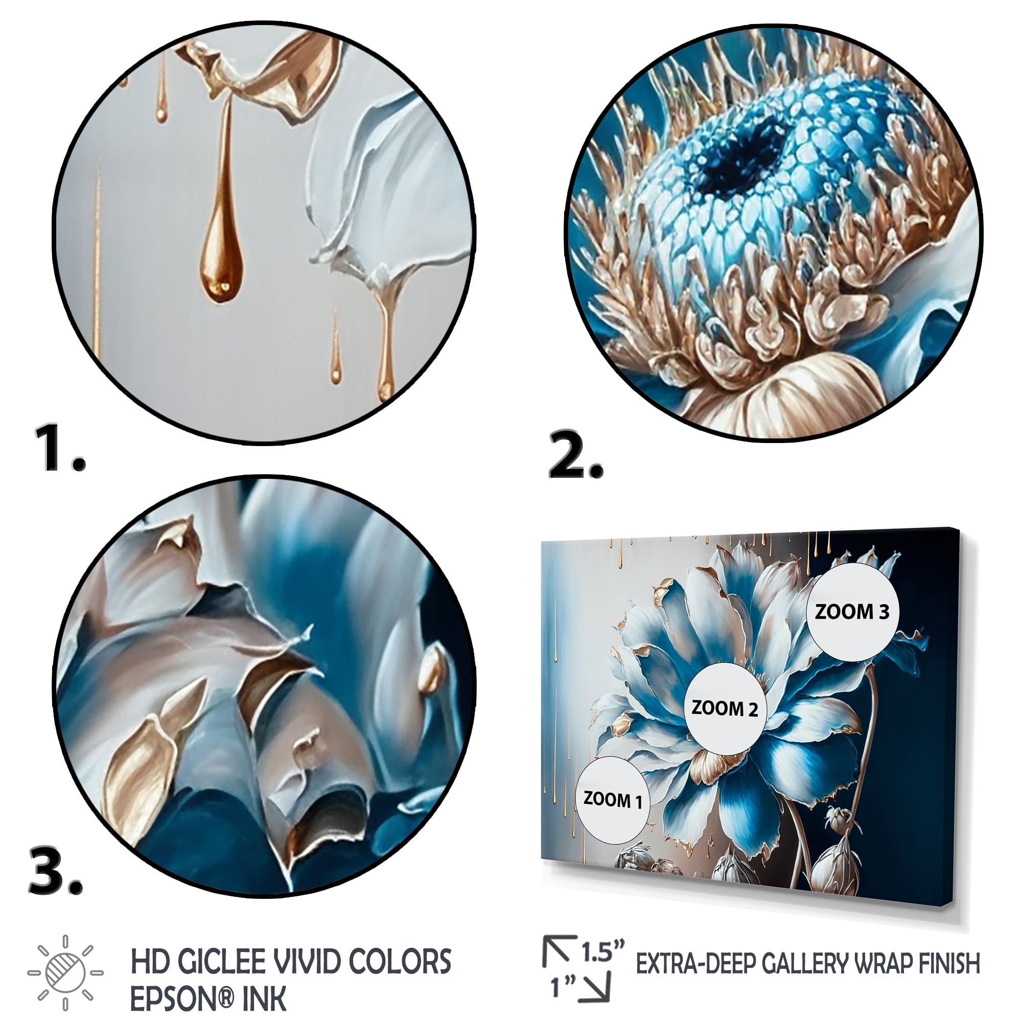 Designart Ice Blue Daisy I Canvas Wall Art