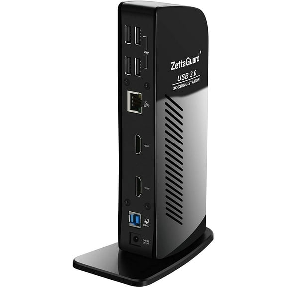 ZettaGuard USB 3.0 Universal Dual 4K Display Docking Station,Dual Video Monitor Display with Dual HDMI 4K X 2K@60hz,Gigabit Ethernet,Stereo Audio in/Out.6 USB 3.0 Ports for USB-C/USB-A PC