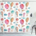 thumbnail image 1 of Ambesonne Watercolor Shower Curtain, Air Balloons Clouds, 69"Wx84"L, Blue Pink Coral, 1 of 3