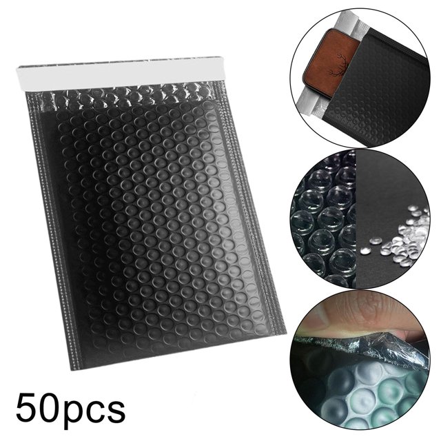 50 piezas de sobres de burbujas, bolsas de envío, bolsas de embaje para negocios, oficina, escue Negro Medio Sharpla Bolsas de envío