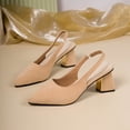 thumbnail image 4 of Miluxas Women's Slingback Heels Pointed Toe Work Pumps Comfortable Chunky Pumps Closed Toe Stylish Dressy Shoes Beige 7.5(40), 4 of 9