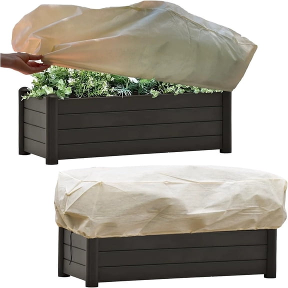 Winter Covers Protection Rectangular Frost Blankets for Outdoor Plants, Frost Cloth Protection for Raised Beds Shrubs Flower Boxes, Rectangular Box Cover for Balcony, 150x40x45cm