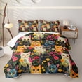 thumbnail image 2 of jejeloiu Cartoon Cat Wildflower Bed Spread Queen Kids,Colorful Garden Print Queen Coverlet Set,3 Pieces, 2 of 7