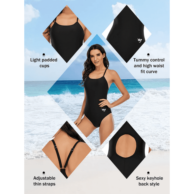 【renoma】Women's Stitch Dot Single Strap Swimsuit ★ Zando Blue One Piece Swimsuit for Women Tummy Control