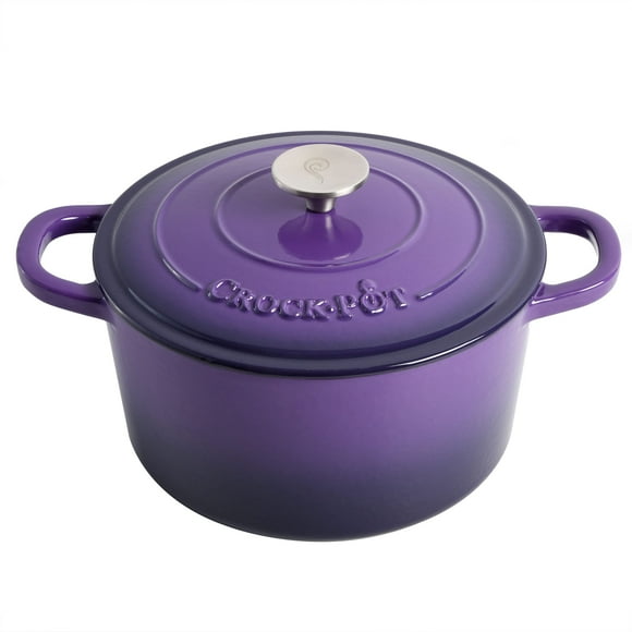 Olla holandesa redonda de hierro fundido esmaltado Crock-Pot Artisan, 5 cuartos, color morado lavanda