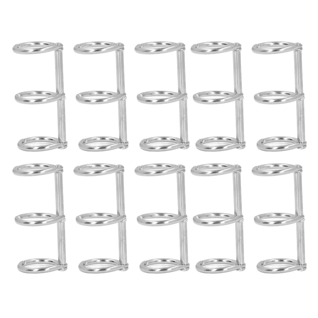 10Pcs 3 Ring Stainless Steel Binder Clips, Waterproof Album Rings for Travel Diary, Scrapbook Crafting Supplies