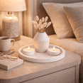 thumbnail image 2 of Modern Decorative Tray Set with Vase & Candle Holders – Minimalist Round Coffee Table Decor, White Matte Home Decor for Living Room, Bedroom, Bathroom (White), 2 of 5