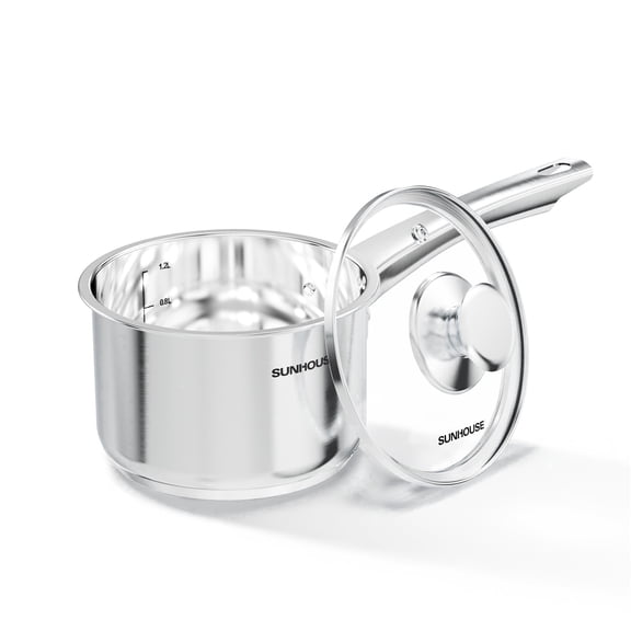 Sunhouse 1.5 qt Induction Compatible Stainless Steel Saucepan with Lid