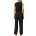 thumbnail image 3 of Conjunto de lounge para mujeres INSPIRE CHIC, top sin mangas y pantalones, pijama sólido en negro, 3 of 6