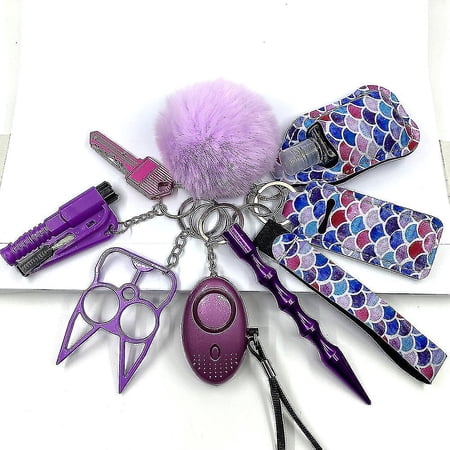 9pcs Chain For Self Defense Keychain Personal Security Alarm Cute Mini ...