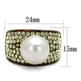 thumbnail image 2 of Womens Coffee Brown Ring Anillo Cafe Para Mujer 316L Stainless Steel with Synthetic Pearl in White Emilia, 2 of 4