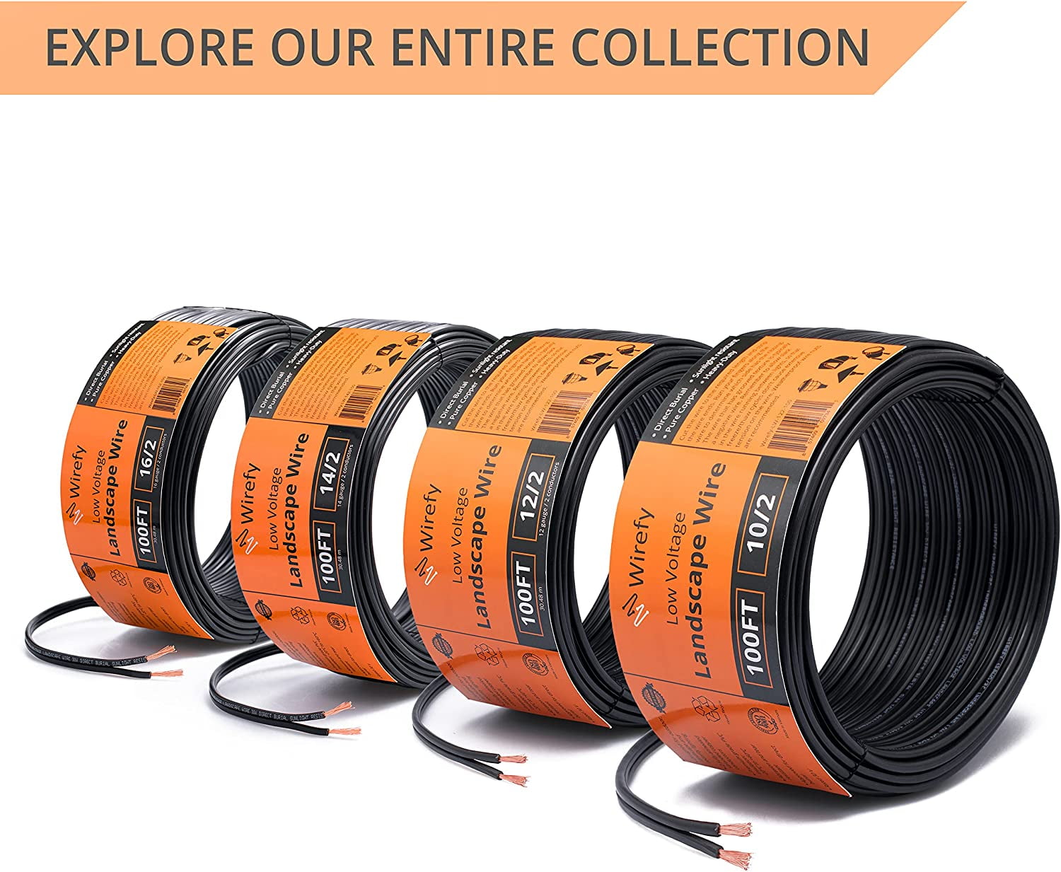 Wirefy 16/2 Electric Low Voltage Landscape Lighting Copper Wire - 16-Gauge  2-Conductor 100 Feet