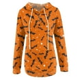 thumbnail image 4 of Femmes Halloween Sweat-Shirts Citrouille Impression Col Rond Pull à Manches Longues Oversize Pull-Overs Jaune XXL, 4 of 6