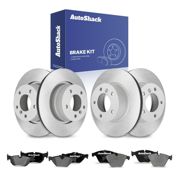 AutoShack Front & Rear Brake Rotors & Ceramic Pads for BMW, 328i 2010-2013 323i 2010-2011, RWD L6 2.5L 3.0L - Coated - ArmorStop